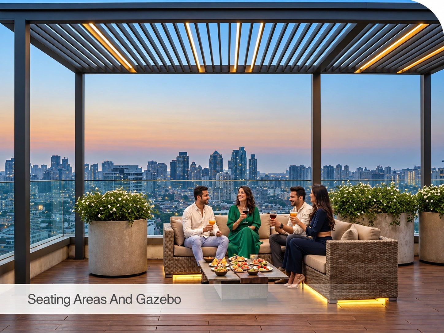Representative image of seating areas and gazebo
